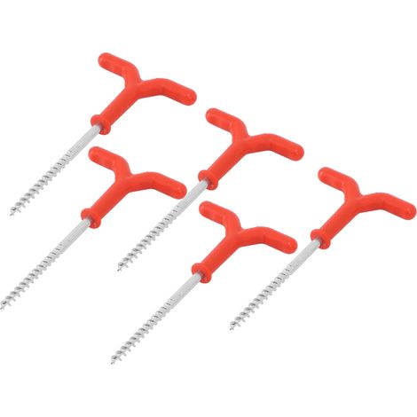 Lot de 5 piquets de tente de pêche sur glace rouges de 18,5 cm de long, en fer ABS, fixation rapide, à percer. (1/5)