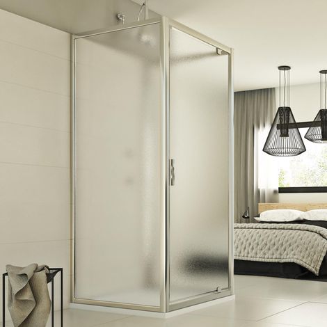 Duschkabine 3-seitig Strukturglas h 198 mod. Cristal Trio 1 Tür 80x90x80 Öff. 90 cm