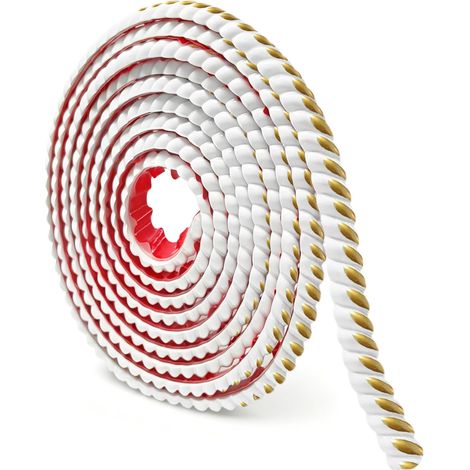 Moulures Autocollantes Blanc et Or, Bande Décorative Murale 3D Relief en PVC, Liseret Imperméable Anti-Graisse, Flexible et Découpable, Idéales pour Cuisine Salle De Bain Plafond TV (3M x 20mm) (1/5)