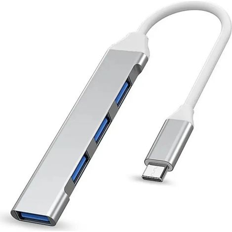 Concentrador y divisor de datos USB-C de aleación de aluminio de 4 puertos (plateado) (1/5)