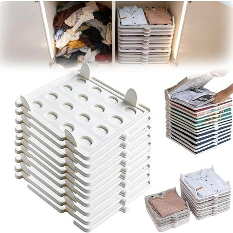 Organisateur De Placard Empilable - Bac De Rangement Pour Vêtements Pliés - Système À Couches Avec Fentes De Verrouillage - 13 X 10 8 X 2 2 Pouces - PP - 10 Pièces (1/5)