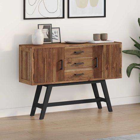 TV-Ständer Natur 110 x 30 x 75 cm Massivholz Teak