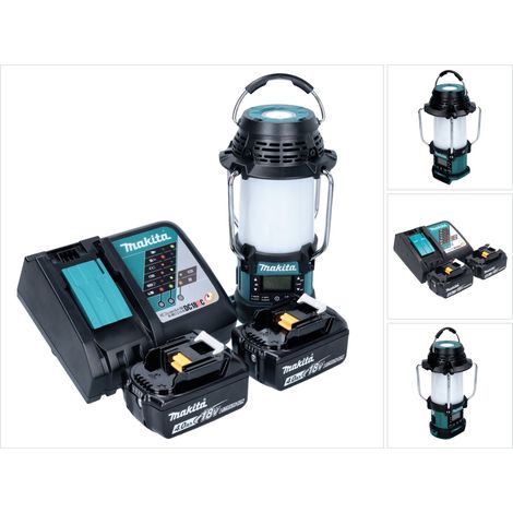 Makita DMR 056 RM Akku Radio 18 V FM DAB+ mit Laterne 360° Taschenlampe IP65 + 2x Akku 4,0 Ah + Ladegerät