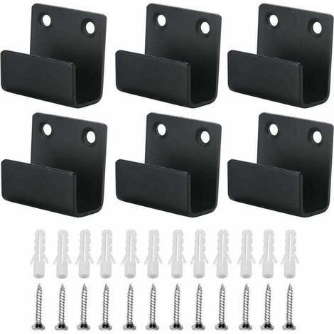 Set di 6 ganci per piastrelle resistenti in acciaio inossidabile, ganci da parete, supporto per dispositivi in metallo, staffa angolare a U per bagno, garage e cucina (nero) 35x40x15mm - Crezuo (1/4)
