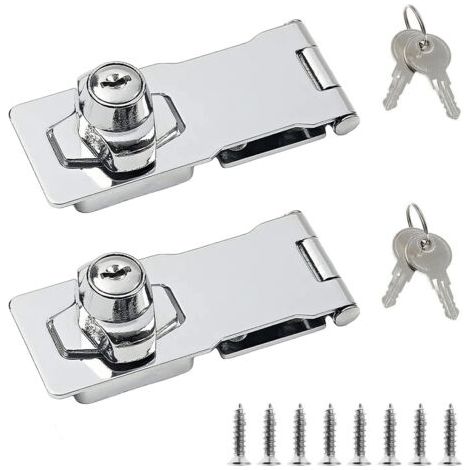 Due lucchetti in acciaio inox da 10 cm (4 pollici) – serrature di sicurezza per porte, casette da giardino e armadietti. (1/5)
