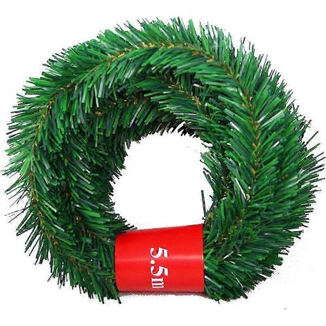 Guirlande de Noël à faire soi-même de 5,5 m, décoration de cheminée, sapin de Noël, guirlande de feuilles de pin, rotin vert (1/3)