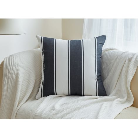 Coussin à larges rayures blanches et noires 50x50 cm PRAIA (1/3)