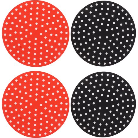 Lot de 4 tapis ronds en silicone haute température – 23 cm – 2 rouges + 2 noirs (1/5)
