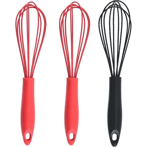Fouet En Silicone - Fouet À Ballon En Acier Inoxydable Avec Revêtement Silicone Souple - Pour Mélanger Œufs Pâte Sauce - Lot De 3 (1/5)
