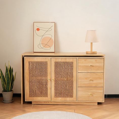 Bureau d'angle en MDF blanc avec rangements et table pivotante (1/5)
