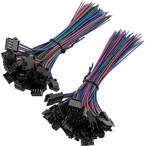 20 pairs JST SM 4-Pin 2.54mm Pitch Male and Female Plug Connector Adapter with 150mm Electrical Cable for LED Light