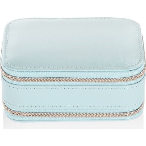 Coffret Cosmétique Boîte de Rangement Maquillage Emballage Organisateur Boucles D'Oreilles Multi-Fonctions Bague Conteneur Étui Portable en Cuir(bleu) (1/5)