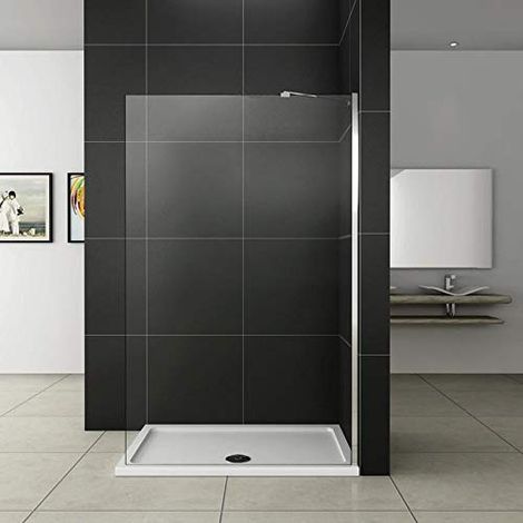 Walk-in Parete Doccia Con Barra Stabilizzatrice Snodabile 45 cm Vetro Temperato Anticalcare 60x200 cm, piatto doccia 80x80cm (1/5)