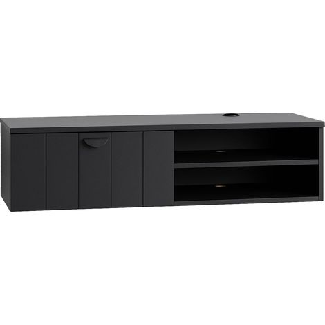 Meuble TV suspendu 120 cm moderne noir