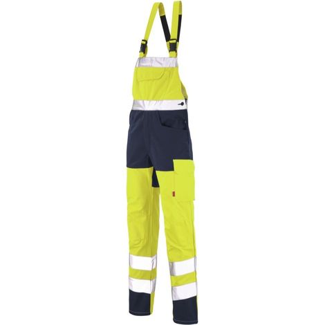 Cotte à bretelles jaune fluo/bleu marine taille L - LAFONT - LA-6HVNCP-6-236-3 L