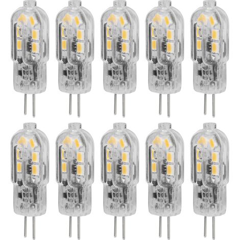 Lot de 10 ampoules LED bipolaires 12 LED 1,2 W G4 pour plafonnier, applique murale et lampe de bureau 12 V (1/5)
