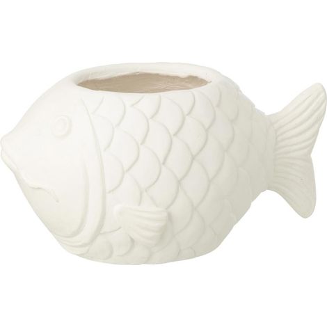 Cache-Pot Poisson Déco "Lanny" 35cm Blanc
