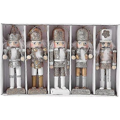 Decoraciones navideñas de cascanueces Hy Ifundom, juego de 6 adornos navideños de cascanueces, decoraciones colgantes de madera de cascanueces para árbol de Navidad. (1/5)