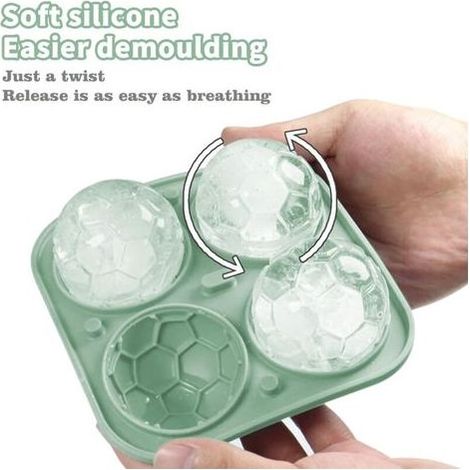 Silikon-Eiswürfelform, Eiswürfelform mit Deckel, Eiswürfelkugeln, 3er-Pack wiederverwendbare große Eiswürfelform (Grün) (1/5)