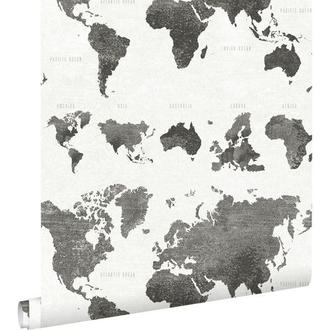 papier peint cartes du monde gris foncé  - ESTAhome (1/5)