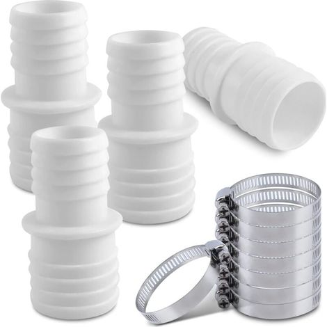 4Pcs Raccord pour Tuyau Piscine, Raccord de Tuyau avec Colliers de Serrage, 32 mm vers 38 mm Adaptateur Raccord Piscine, Adaptateur de Tuyau de Piscine, Adaptateurs de Tuyau-JUSCH (1/4)