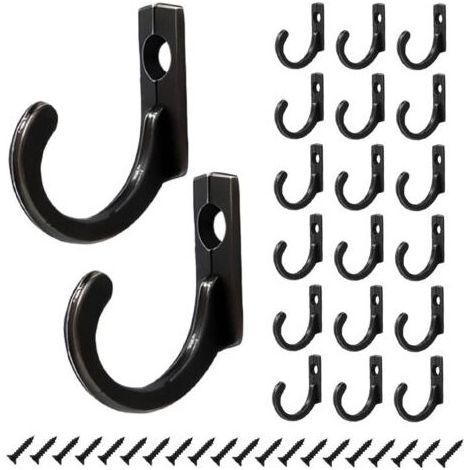 20 Pièces Accroche Serviette Salle de Bain, Alliage de Zinc Crochet Mural Noir, Noir Patere Porte Manteau, pour Suspendre Clés, Chapeaux (1/5)