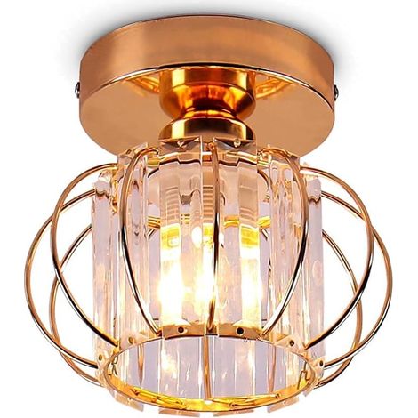 Deckenleuchte Moderne Kristall E27 LED Deckenlampe Mini Lampenschirm für Küche Esszimmer Schlafzimmer Flur Eingang (Roségold) (1/5)
