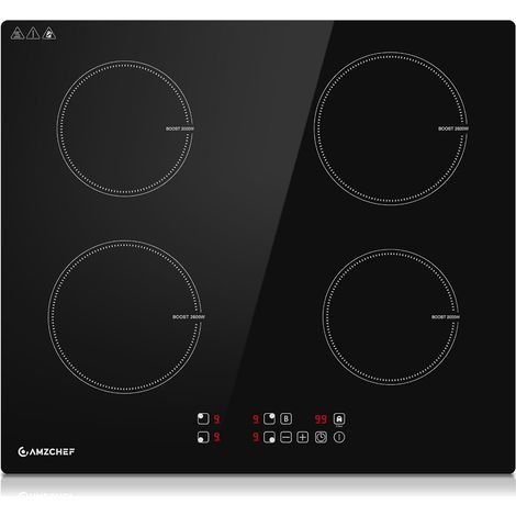 Plaque Induction 4 Feux avec Surface de Chauffe Agrandie de 20%, 7400W Table de Cuisson Electrique dotée de 9 Niveaux de Puissance et Fonction Boost, Sécurité Enfants et Anti-Surchauffe (1/5)