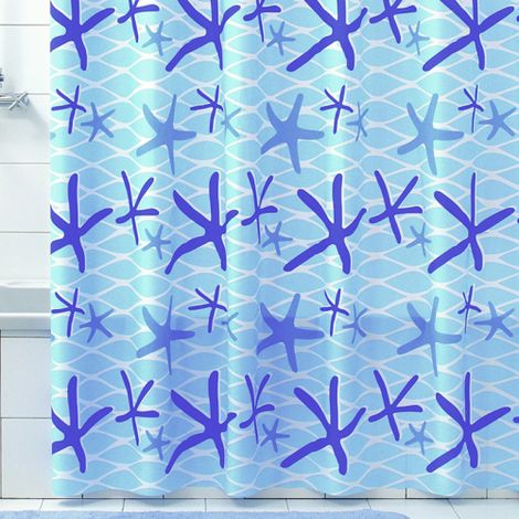 Rideau de douche en vinyle PVC recyclable 2 faces Mod Netty 240 x 200 cm renforce' aux bords supe'rieurs sans crochets. Netty 240x200 Cm