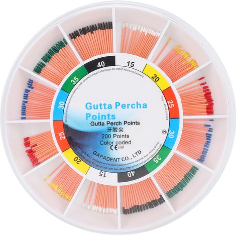 200 points gutta-percha dentaire par boîte pour obturation canalaire endodontique
