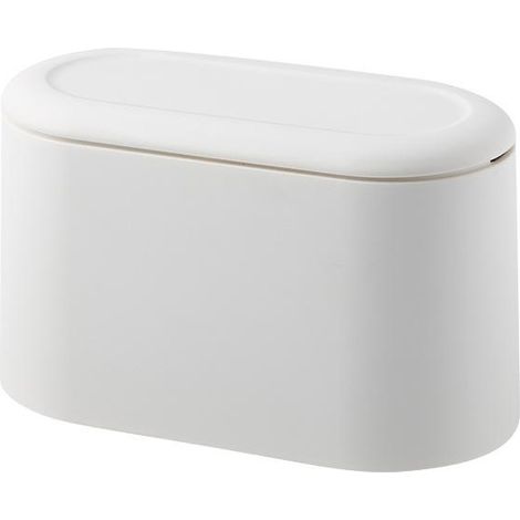 Mini poubelle de bureau avec support et seau de rangement pour déchets - Blanc