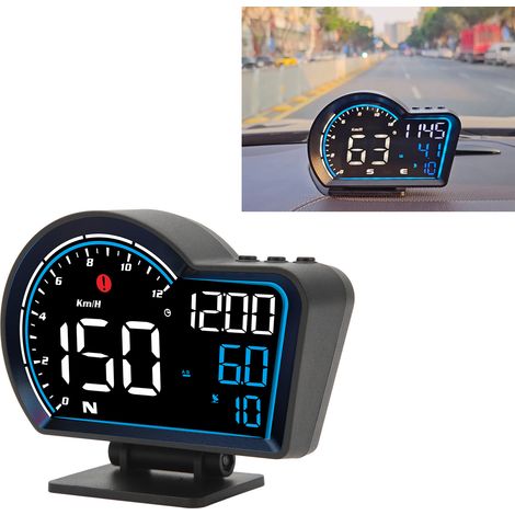 (Vidéo disponible) Compteur de vitesse GPS LED, affichage tête haute universel pour voiture avec vitesse/direction/distance parcourue/alarme de survitesse/affichage haute définition (G16) (1/5)