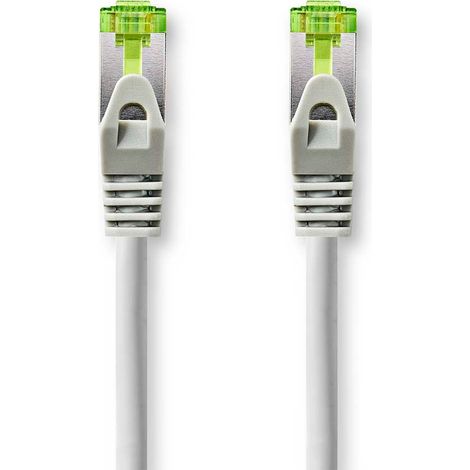 Câble réseau Cat7, S/FTP, RJ45 mâle, 3,00 m, Anti-accrochage, Rond, LSZH, Gris, Boîte en carton avec fenêtre, pour connexion Internet (1/3)