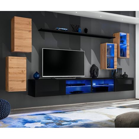 Ensemble Meuble TV "Switch XXV" 280cm Naturel & Noir (1/4)