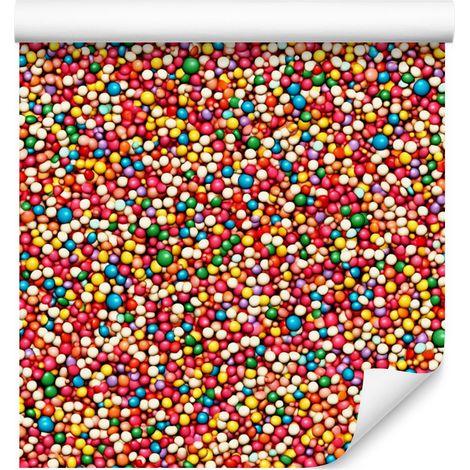 Papier peint à paillettes d'anniversaire rouge, orange, or et beige 50x1000 cm (1/4)