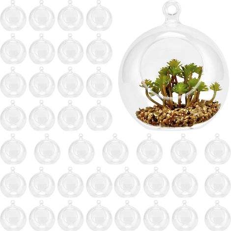 KEILEOHO 40er-Pack Acryl-Hängekugeln (90 mm), Kunststoff-Hängekugeln, transparente, befüllbare DIY-Bastelkugeln aus Kunststoff für Weihnachten, Hochzeiten, Geschenke, Partys, Heimdekoration, als Halte (1/5)