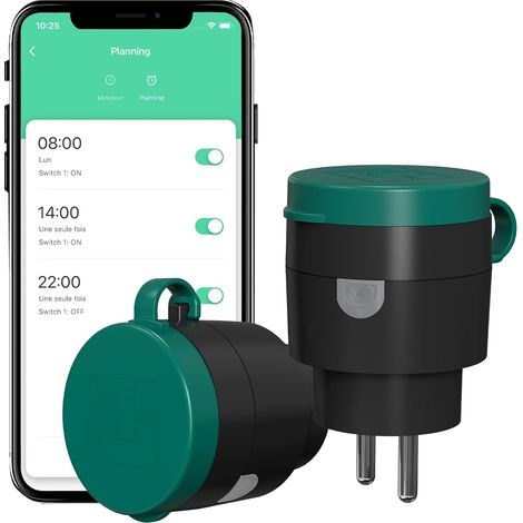 Prise connectée extérieure - 10A Type E IP44, prise intelligente WiFi programmable, Minuterie extérieure, contrôle vocal et contrôle à distance (1/5)