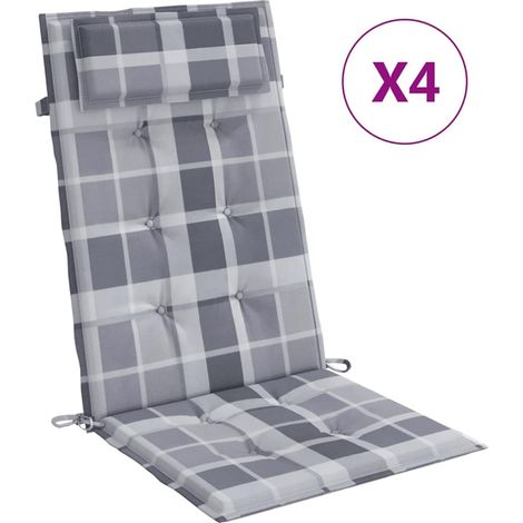 Maison Exclusive - Hochlehner-Auflagen 4 Stk. Grau Karomuster Oxf (1/5)