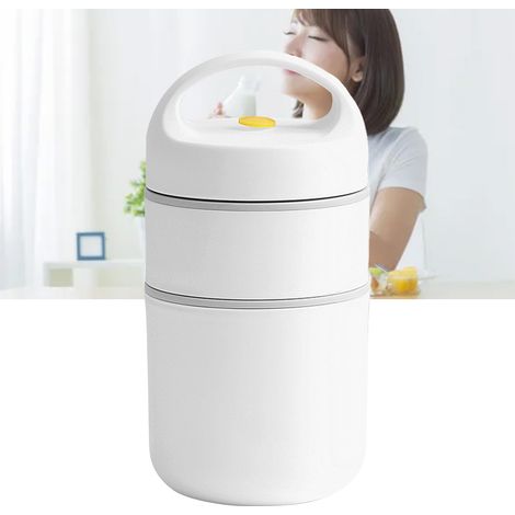 Bocal alimentaire isotherme en acier inoxydable 304, 680 ml, 2 compartiments, portable, sous vide, pour déjeuner, petit-déjeuner, soupe, porridge, beige (1/5)
