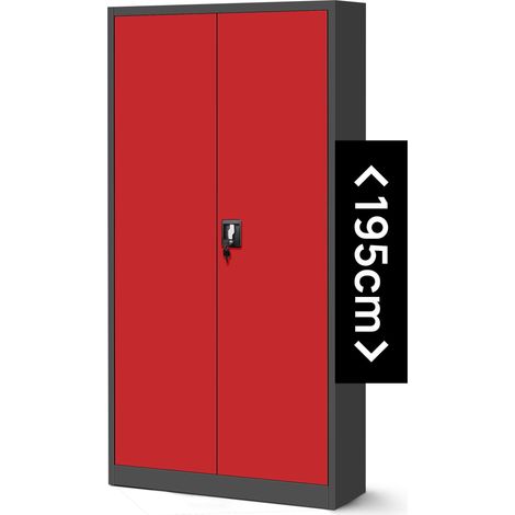 Armoire en métal verrouillable JAN H, 900 x 1950 x 400 mm, rouge anthracite (1/4)