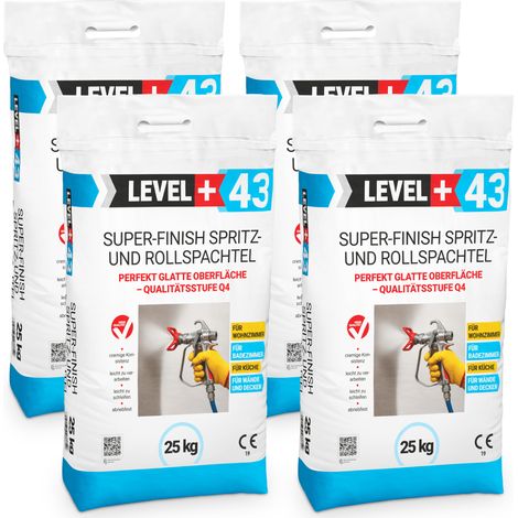 LEVEL+ Super Finish Spritz- Rollspachtel Fertigspachtel Sack L+43 - 100KG (1/2)
