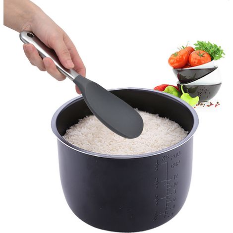 Weicher Silikon-Reislöffel mit hohlem Edelstahlgriff, Silikon-Küchenutensilien, Reisspatel (1/5)