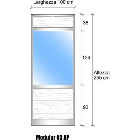 Modulo Continuativo Parete Divisoria in Vetro Trasparente Alluminio e Perline 2 Traverse - H2550xL1000 mm - Colore Bianco Puro RAL 9010 ITALFROM� (1/3)