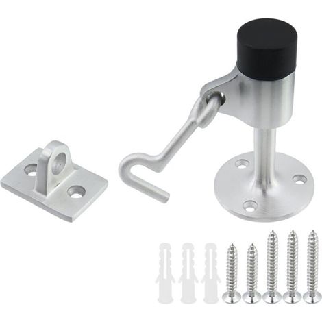 Fermaporta in acciaio inox con gancio integrato – silenzioso, protezione antiurto, finitura argento, 1 pezzo