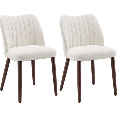2er-Set gepolsterte Esszimmerstühle aus Stoff, dickes Sitzkissen, Antirutschgleiter, moderne Küchenstühle im eleganten Design, Hellbeige (1/5)