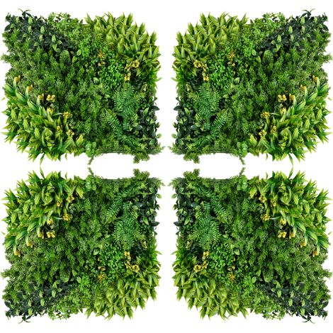 Künstliche Pflanzenwand 12 Stück UV-Schutz Sichtschutz 50x50 cm mehrblättriges Design für Garten Balkon Terrasse (1/5)