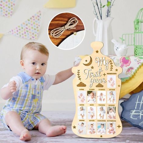 Personalisierte Holzbilderrahmen Babygeburtstag Personalisiertes Geburts oder Taufgeschenk Dekoration für Kinderzimmer Wohn und Esszimmer Stil A (1/5)