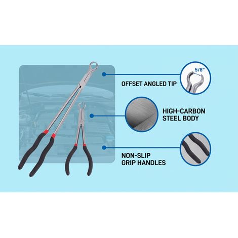 Pince de dépose de chape de bougie d'allumage décalée ouverture 5/8 pouce longueur 11 16 pour espaces étroits protège les gaines de fil (1/5)