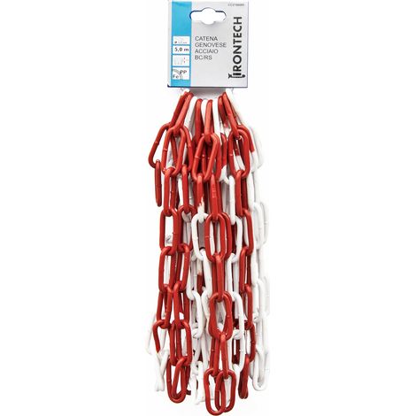 Catena genovese pretagliata maglia lunga saldata Ø 5 mm. in acciaio bianco/rosso 5 mt.