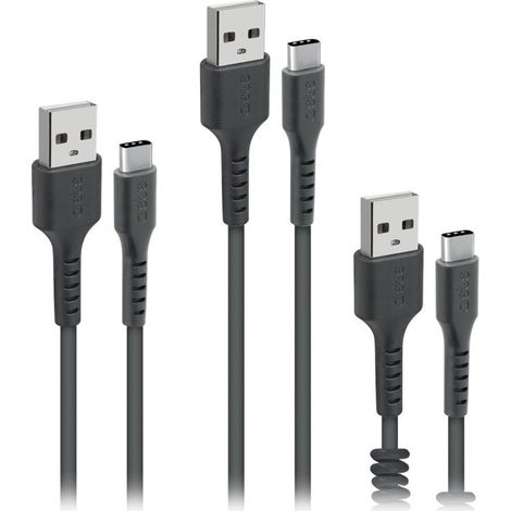 SBS TEKITUSBC3IN1K USB Kabel USB 2.0 2 m USB A USB C Schwarz